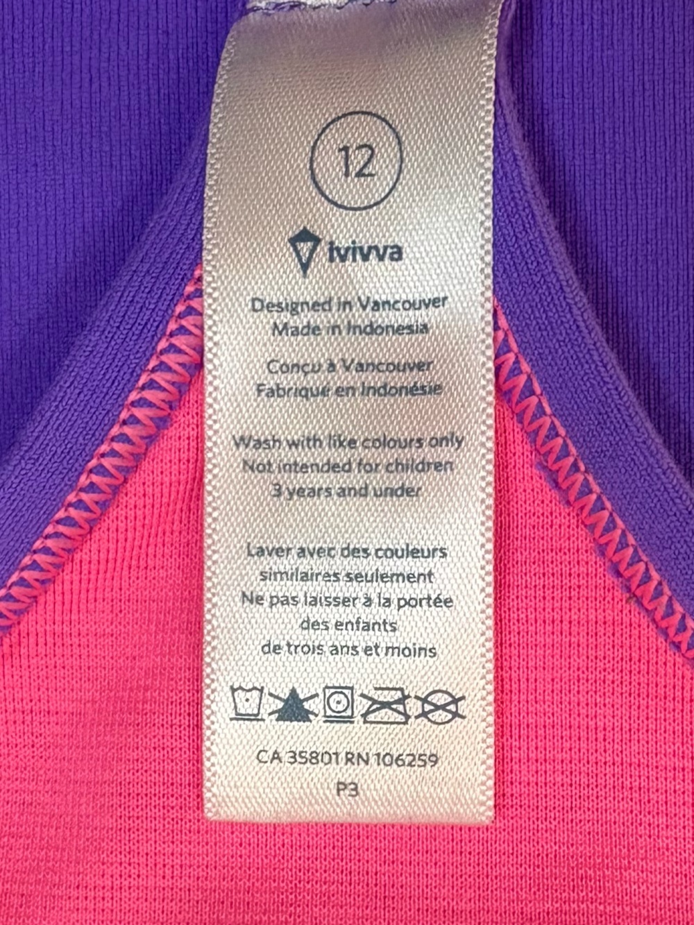 Ivivva by Lululemon Racerback Athletic Tank Top Girls Purple Size 12 - Picture 4 of 6
